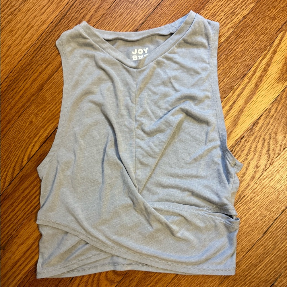 JOYLAB | Activewear Twist Front Crop Top | Light Gray | Size M